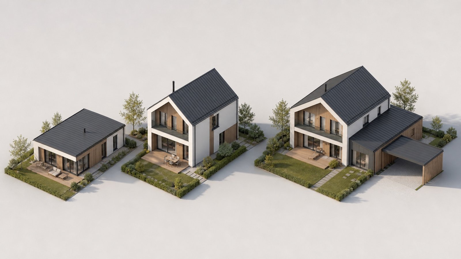 Three whole-house variants of one residential system