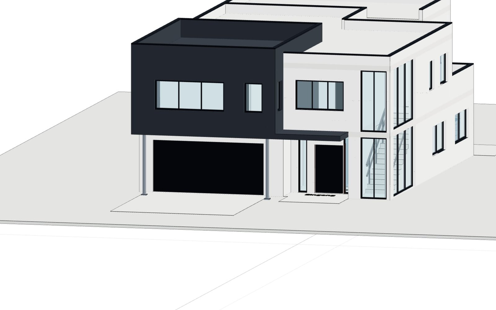 Recessed entrance beside the double garage