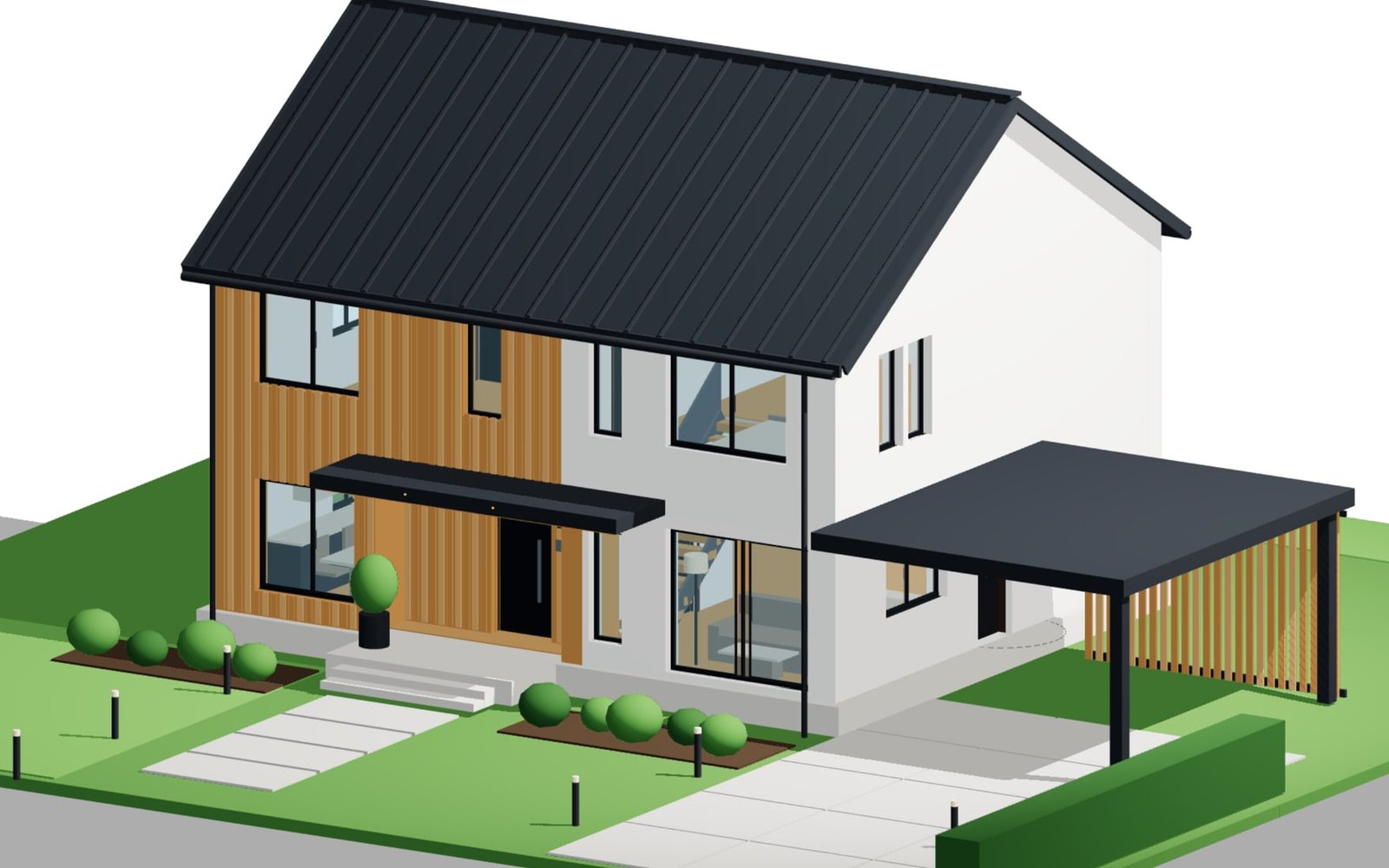 The same house rebuilt as a parametric confBuild model